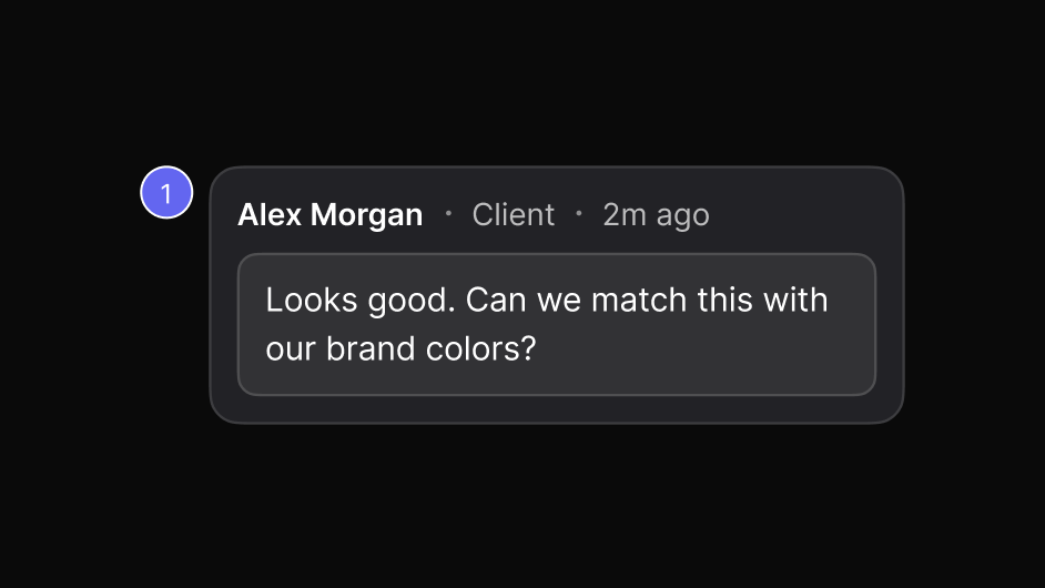A client's comment on a page