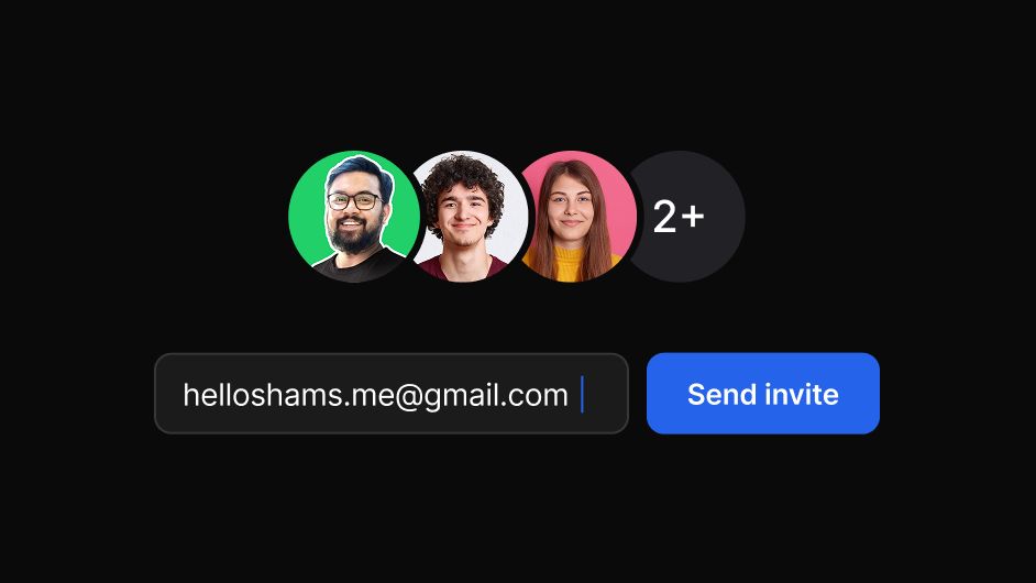 Team avatars and an invite field