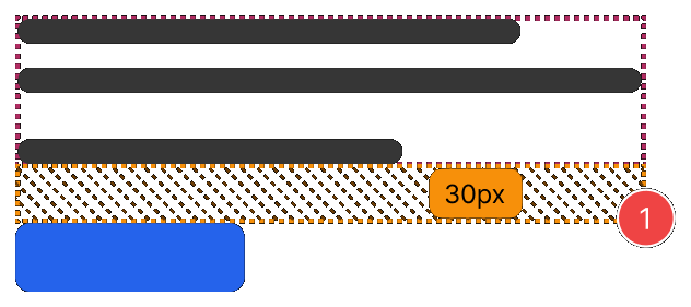 A 30px gap measured on the page