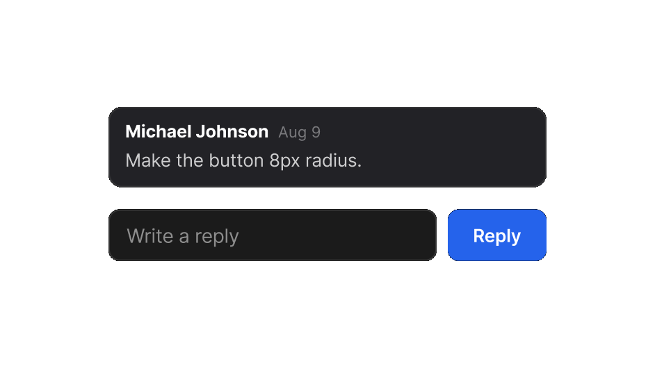 A comment with a reply field underneath