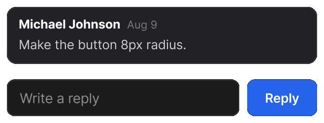 A comment with a reply field underneath