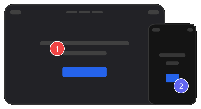 Pins on a page at desktop and phone size